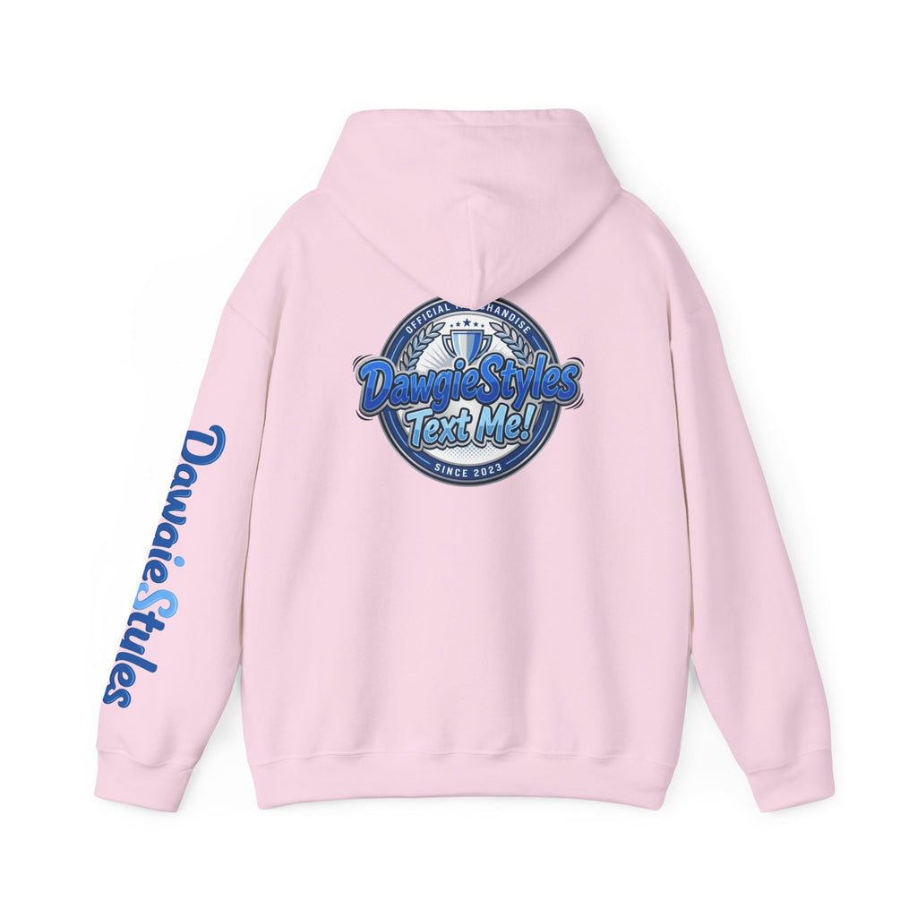 Hoodie — Denim-Style “Text Me!” Retro Graphic Pullover