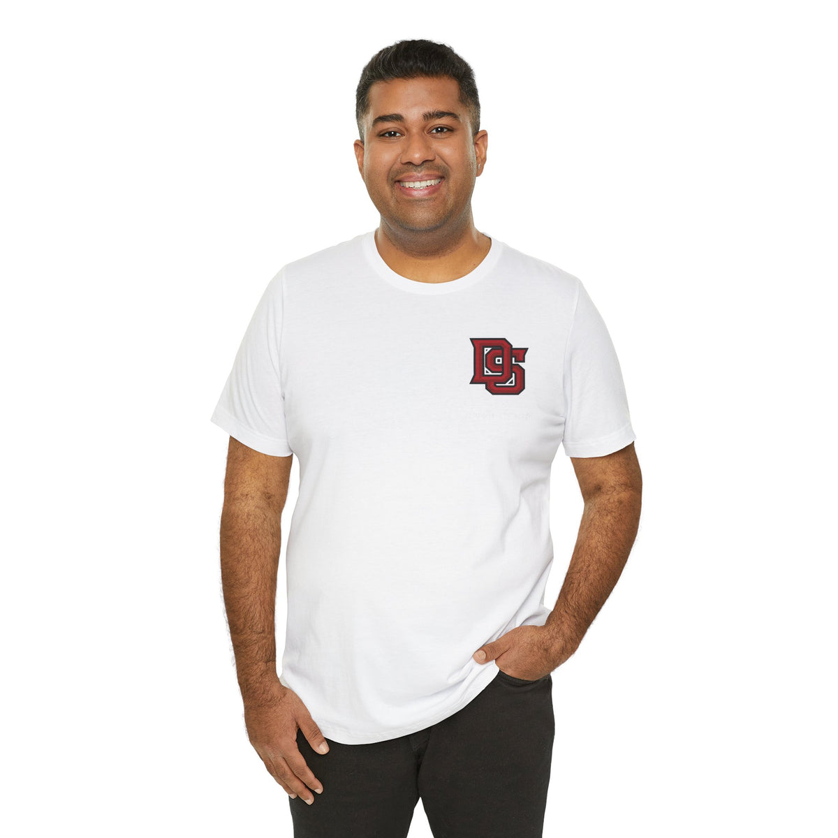 DS Logo Chest Tee — Retro Collegiate Short Sleeve T-Shirt