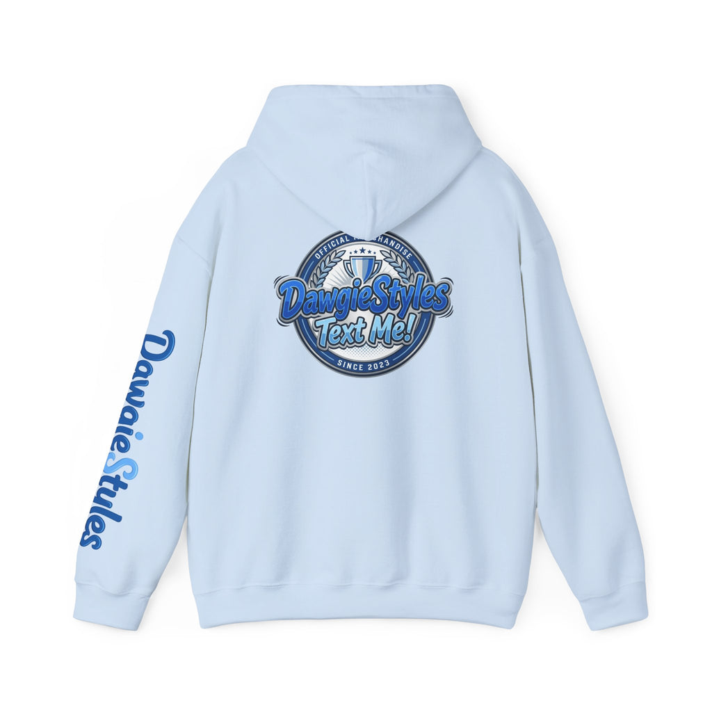 Hoodie — Denim-Style “Text Me!” Retro Graphic Pullover