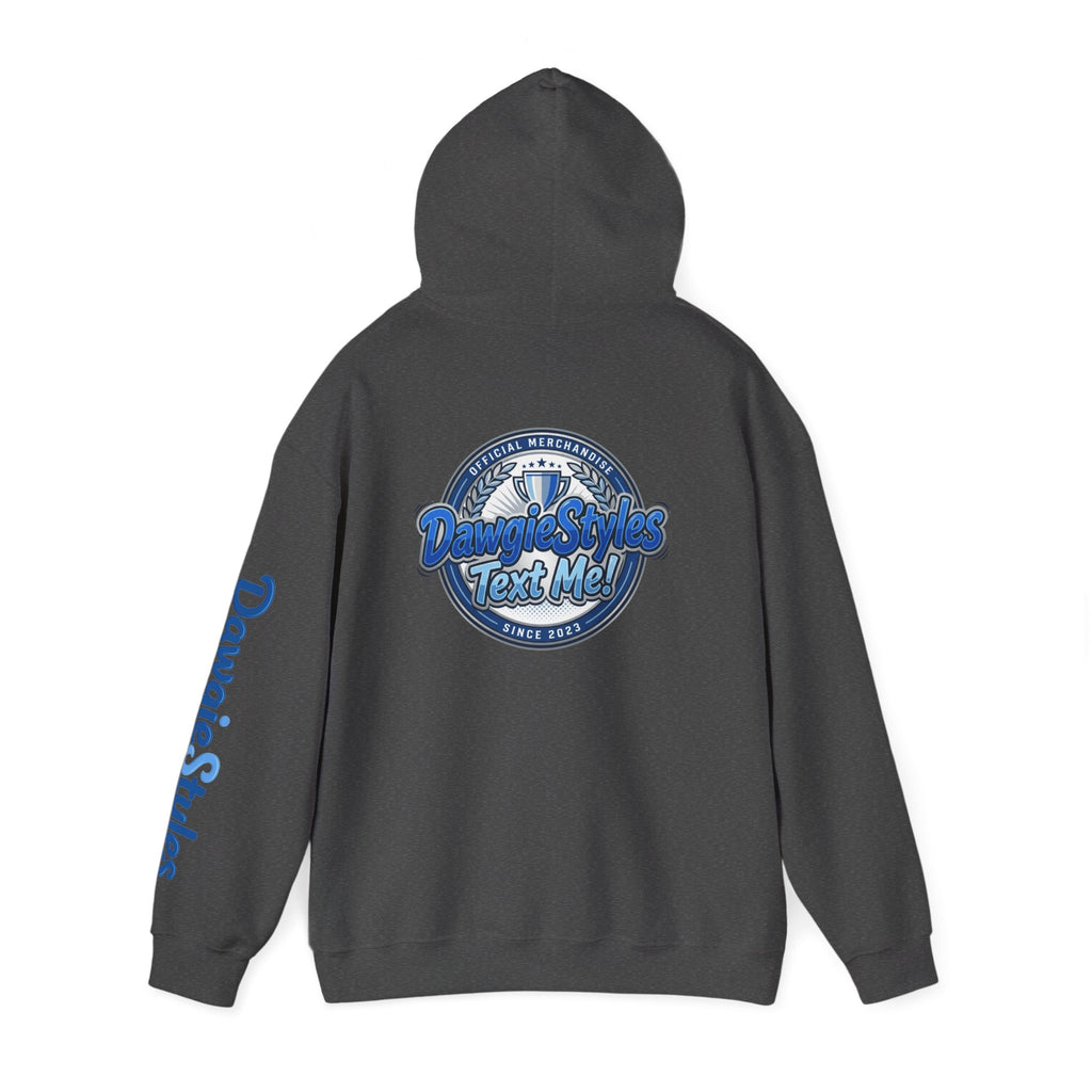 Hoodie — Denim-Style “Text Me!” Retro Graphic Pullover