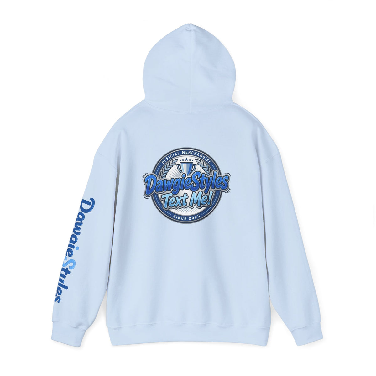 Hoodie — Denim-Style “Text Me!” Retro Graphic Pullover