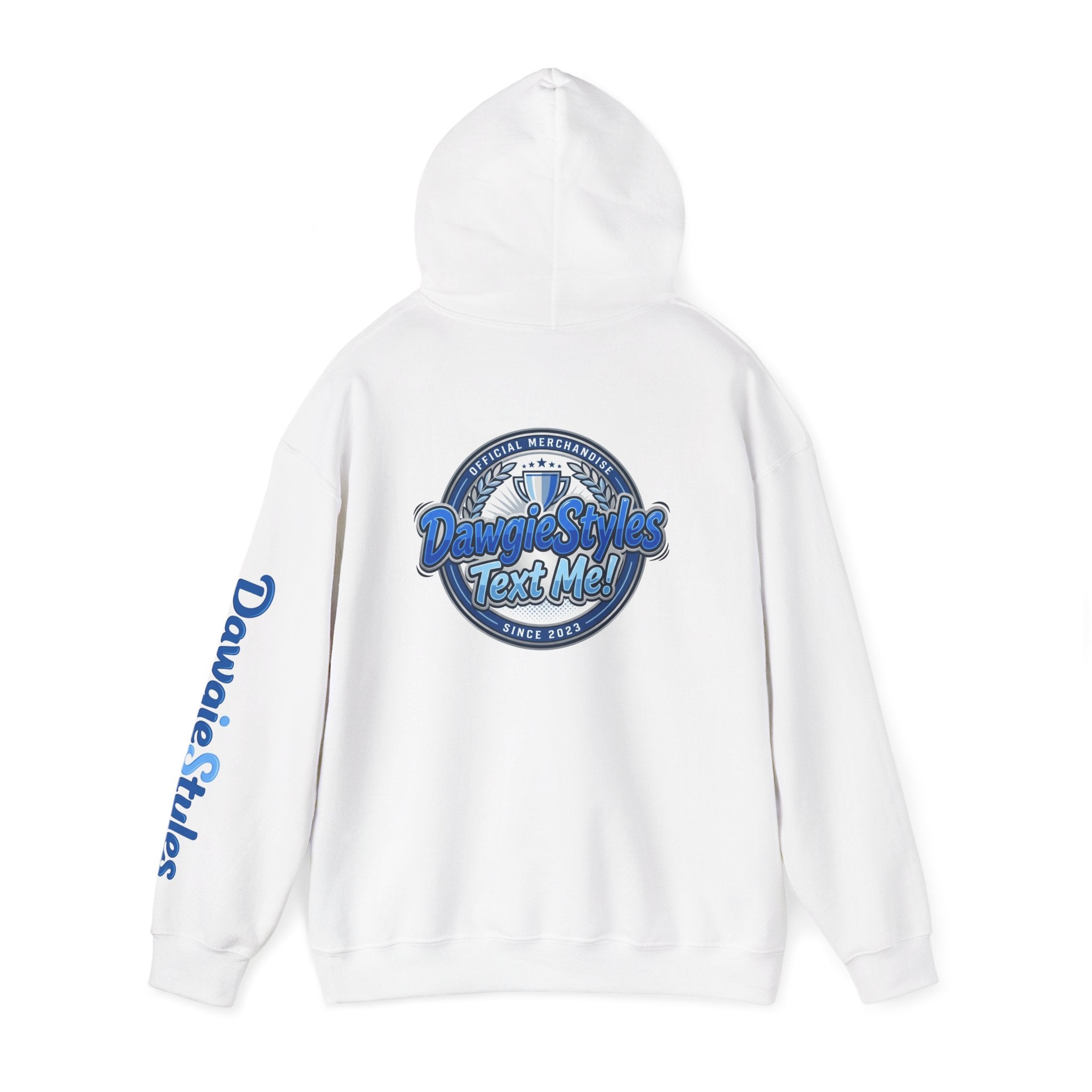 Hoodie — Denim-Style “Text Me!” Retro Graphic Pullover