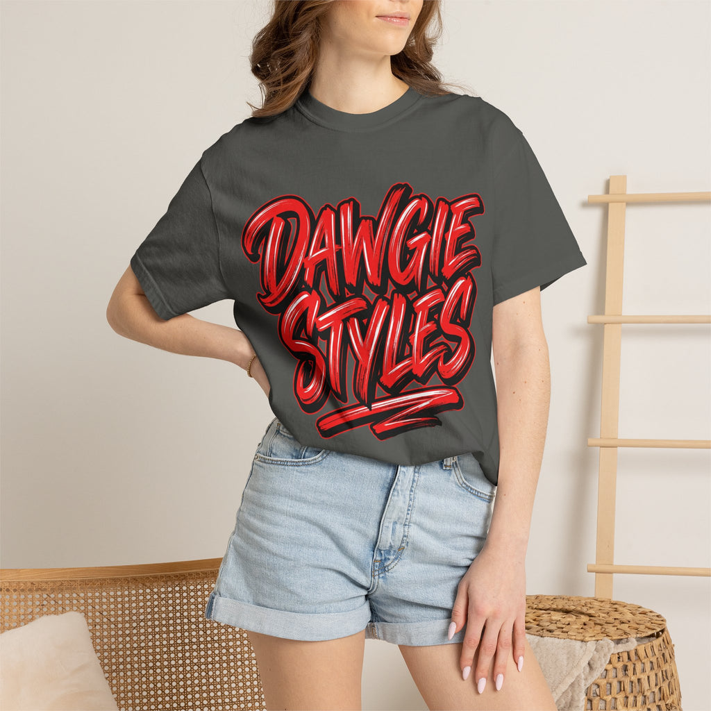 Dawgie Styles Graphic T-Shirt — Bold Red Streetwear Tee