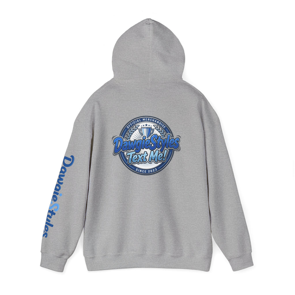 Hoodie — Denim-Style “Text Me!” Retro Graphic Pullover
