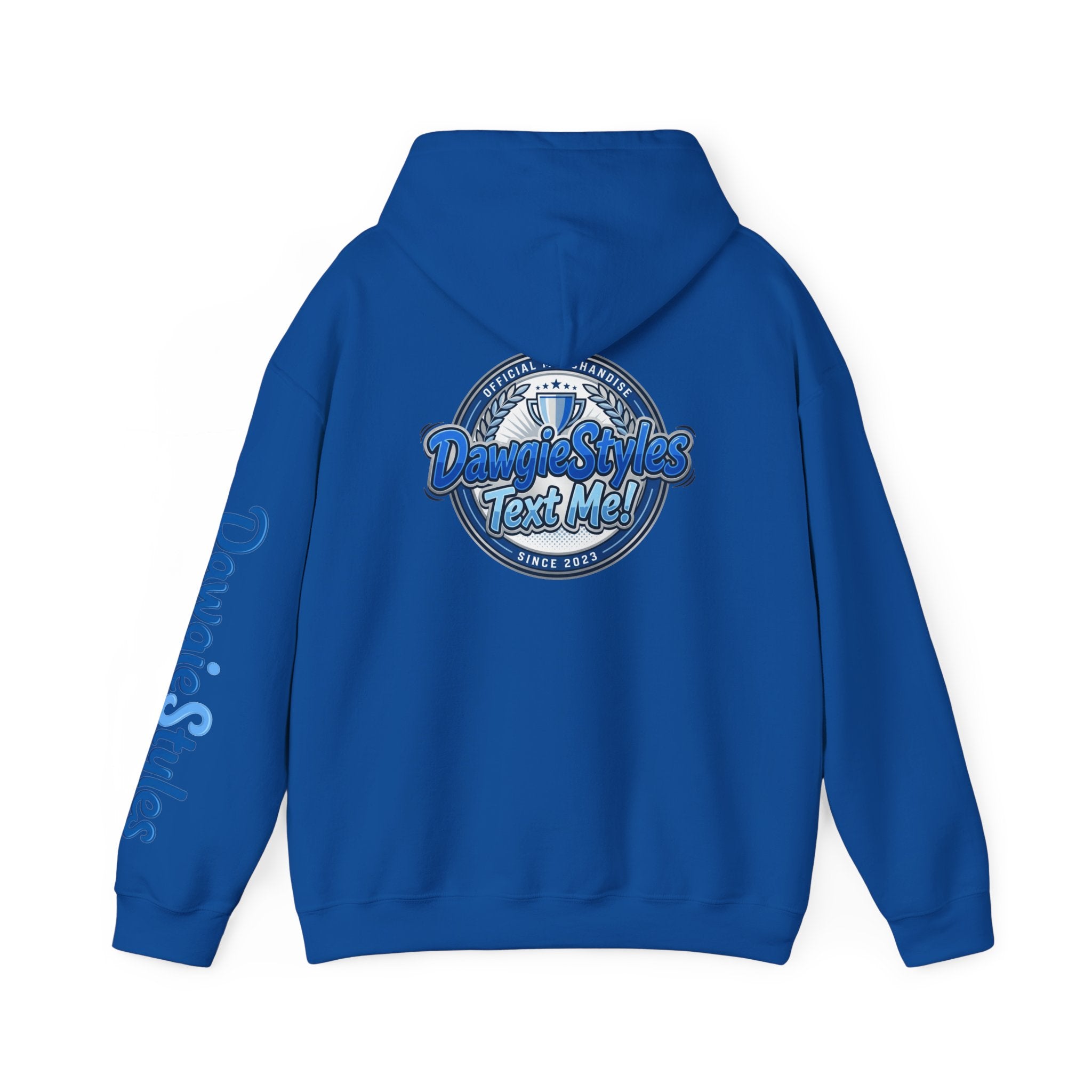 Hoodie — Denim-Style “Text Me!” Retro Graphic Pullover