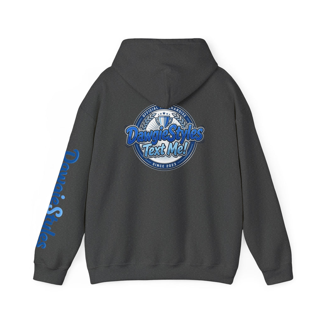Hoodie — Denim-Style “Text Me!” Retro Graphic Pullover