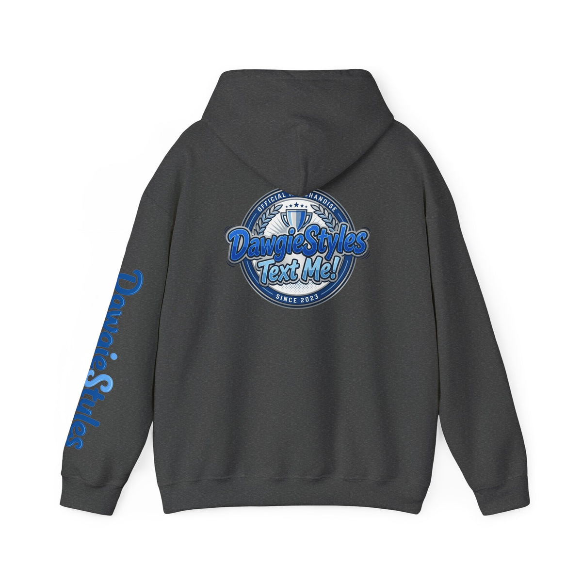 Hoodie — Denim-Style “Text Me!” Retro Graphic Pullover