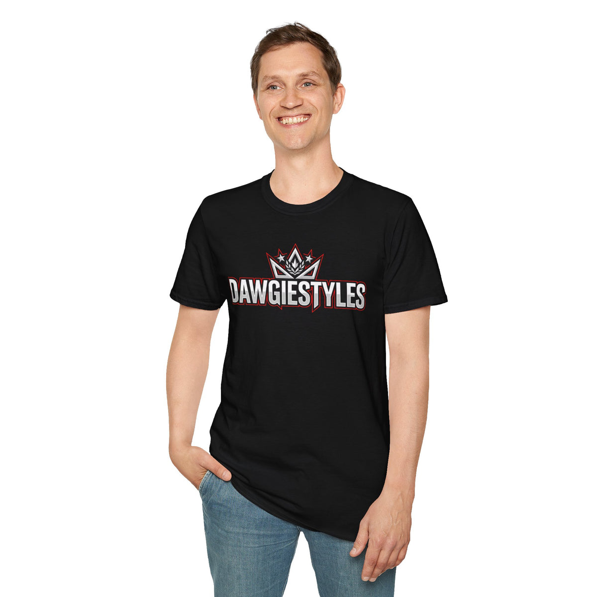 DawgieStyles Logo T-Shirt — Casual Graphic Tee with Crown Emblem