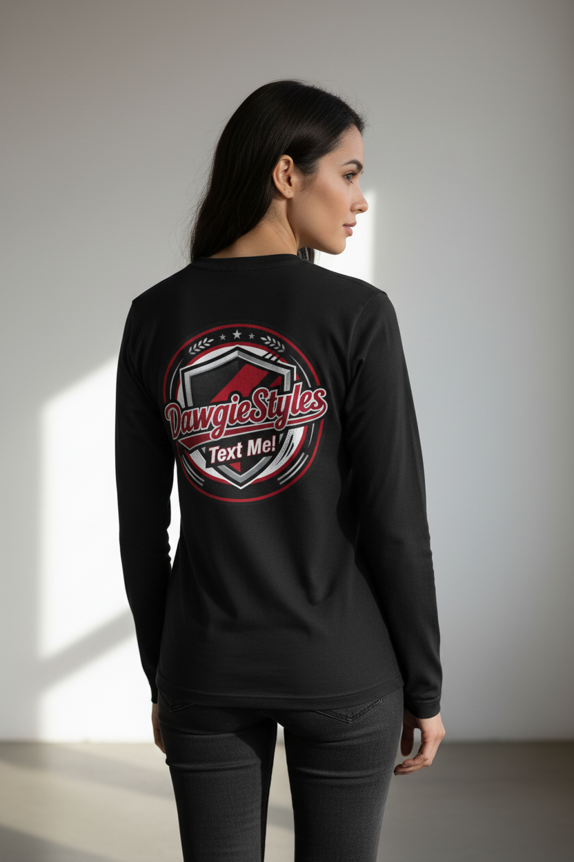 DawgieStyles Logo Long Sleeve Tee — "Text Me!" Graphic
