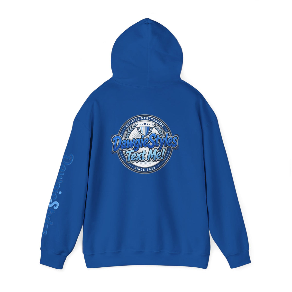 Hoodie — Denim-Style “Text Me!” Retro Graphic Pullover