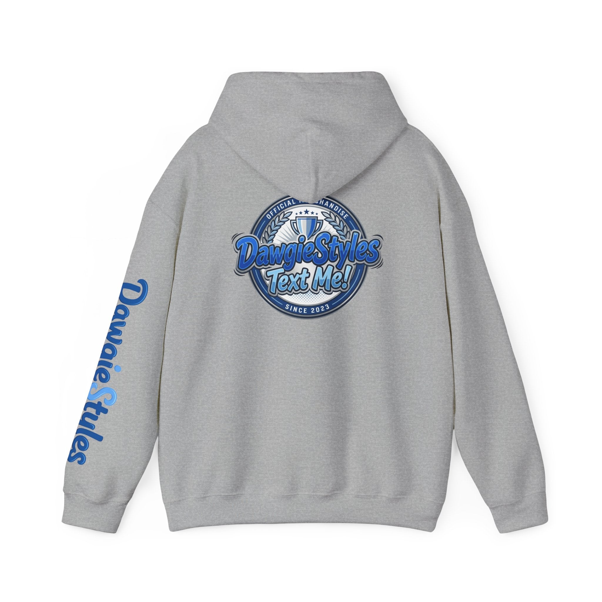 Hoodie — Denim-Style “Text Me!” Retro Graphic Pullover