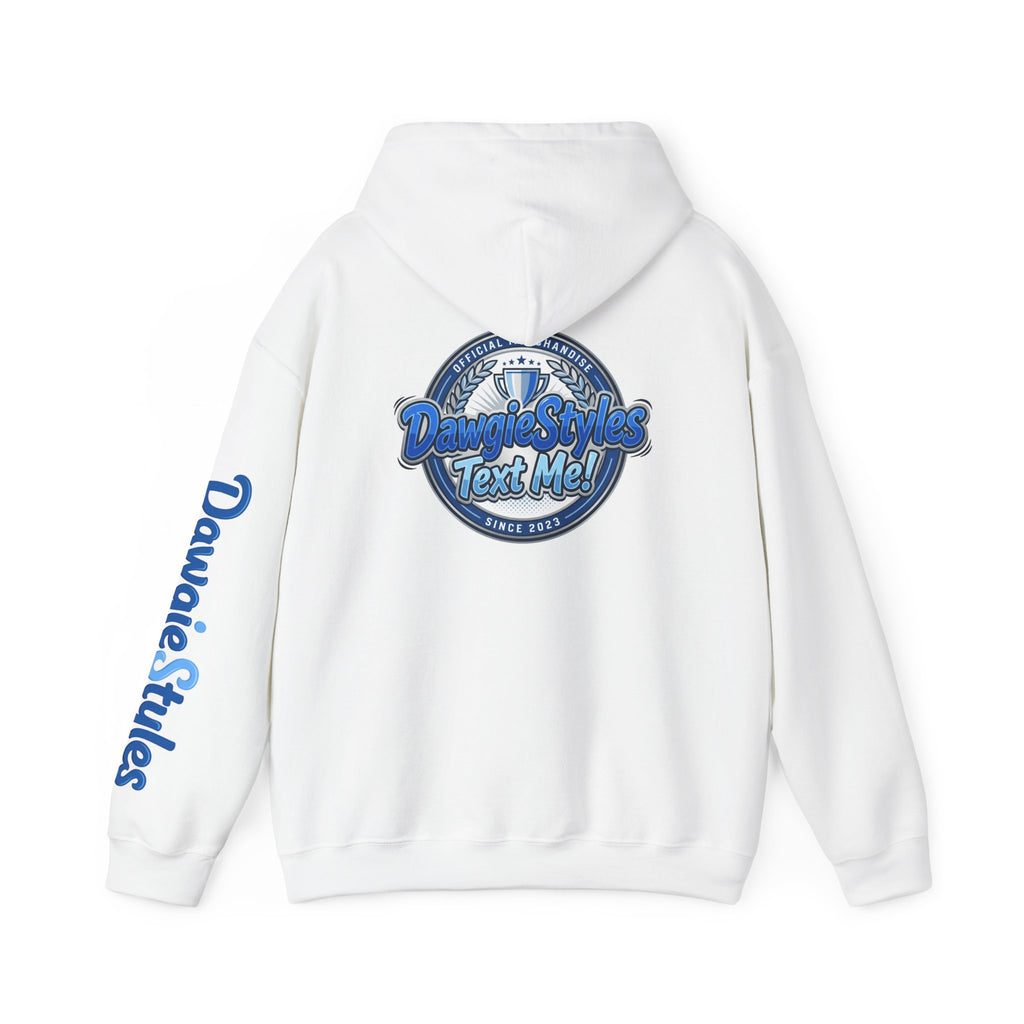 Hoodie — Denim-Style “Text Me!” Retro Graphic Pullover