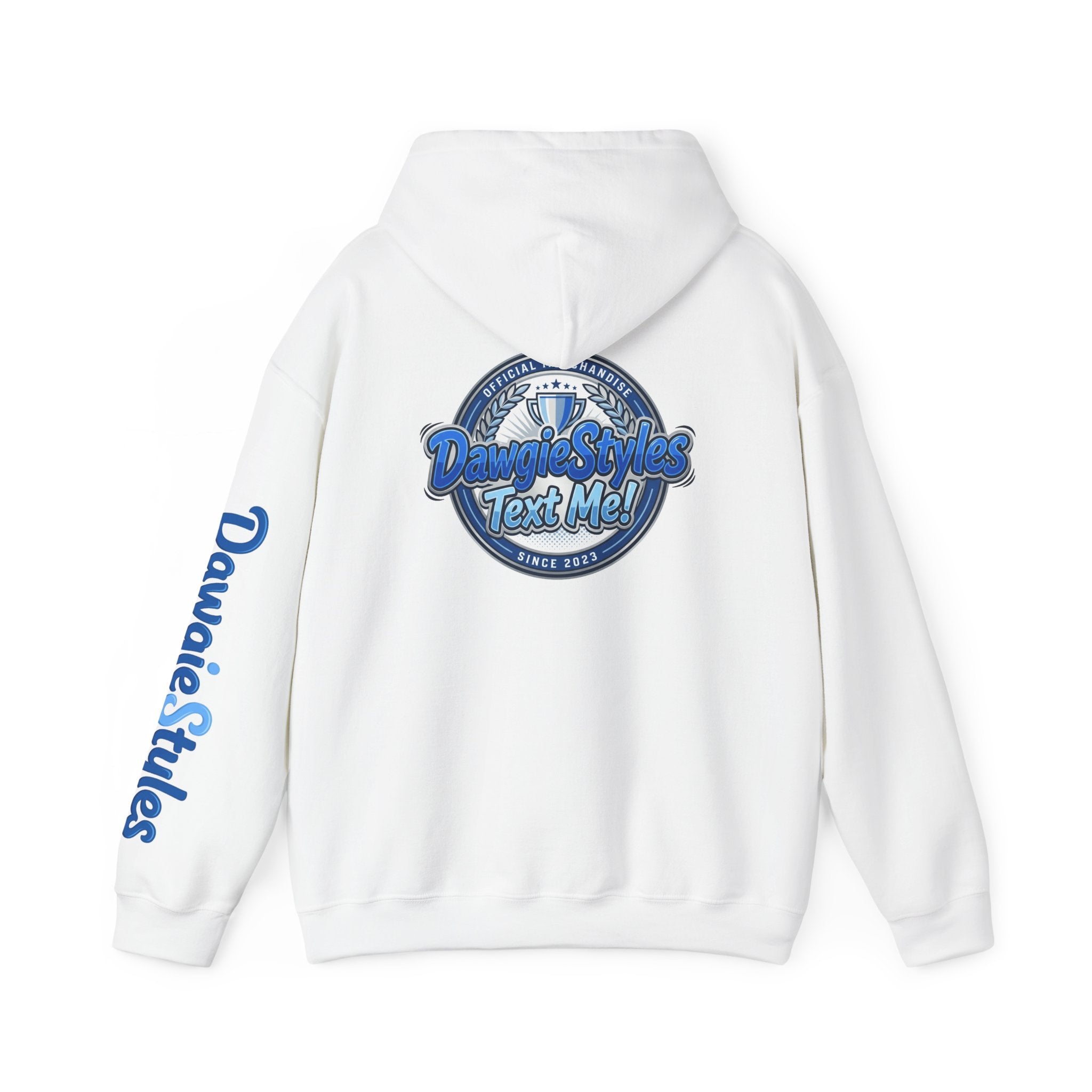 Hoodie — Denim-Style “Text Me!” Retro Graphic Pullover