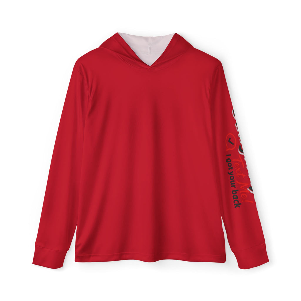 Men's Sports Warmup Hoodie - Custom Red Athletic Hooded Pullover with Back Crest Graphic